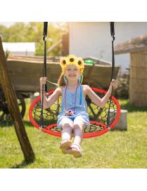 Columpio de Nido para Niños con Cuerdas Regulables para Árbol Interior Exterior Patio Parque Naranja Φ 89 cm