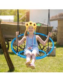  Columpio de Nido para Niños con Cuerdas Regulables para Árbol Interior Exterior Patio Parque Azul Φ 89 cm