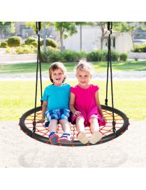  Columpio de Red Redondo para Niños con Cuerdas Regulables Ideal para Árbol Jardín Parque Infantil Naranja 100 cm