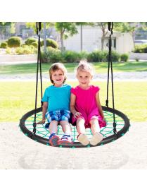  Columpio de Red Redondo para Niños con Cuerdas Regulables Ideal para Árbol Jardín Parque Infantil Verde 100 cm