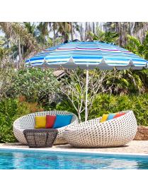  Sombrilla de Playa Parasol Regulable con Protección Solar UPF50+ Inclinable Portátil de Exterior Jardín Raya Azul 2,2 x 2,45 m