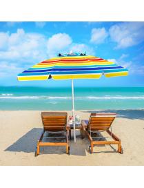  Sombrilla de Playa Parasol Inclinado Portátil con Protección Solar UPF50+ para Exterior Patio Piscina Color Iris 2 x 2,2 m