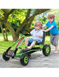  Go Kart Racing para Niños Coche de Pedal con Ruedas de Goma Embrague y Freno 98 x 59 x 61 cm Verde