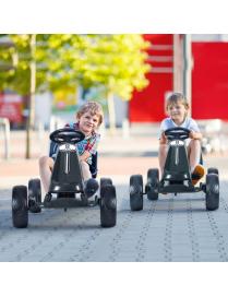 Go Kart de Pedales Montable para Niños Conducción en Exterior con Asiento Regulable Embrague Freno de Mano Negro