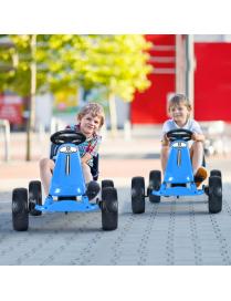  Go Kart de Pedales Montable para Niños Conducción en Exterior con Asiento Regulable Embrague Freno de Mano Azul