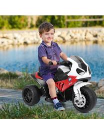  Moto Montable para Niños Motocicleta con Ruedines Faros Música 3 Ruedas Alimentada a Batería Rojo 66 x 37 x 44,5 cm