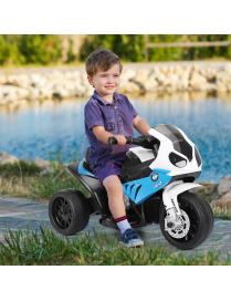  Moto Montable para Niños Motocicleta con Ruedines Faros Música 3 Ruedas Alimentada a Batería Azul 66 x 37 x 44,5 cm