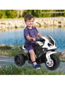  Moto Montable para Niños Motocicleta con Ruedines Faros Música 3 Ruedas Alimentada a Batería Negro 66 x 37 x 44,5 cm