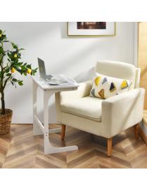  Mesita de Bambú con Superficie Inclinable Salva Espacio para Cama Sofá Salón Dormitorio Blanco 60 x 40 x 70 cm