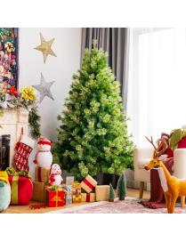  180 cm Árbol de Navidad Artificial Árbol Decorativo de Bisagra con 820 Ramas Nuevo PVC Agujas de Pino y Base Plegable de Metal