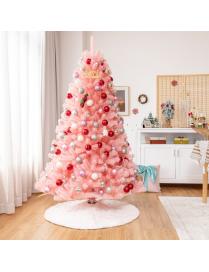  180 cm Árbol de Navidad Artificial de Bisagra con 1036 Ramas Ornamentos Bolas Base Plegable de Metal Decorativo Festivo Rosa