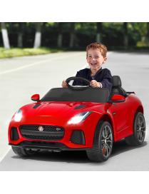  Coche Jaguar Montable para Niños Vehículo de Batería Juguete Eléctrico con Mando Música Cuentos Marcha Adelante y Atrás Rojo