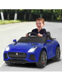  Coche Jaguar Montable para Niños Vehículo de Batería Juguete Eléctrico con Mando Música Cuentos Marcha Adelante y Atrás Azul
