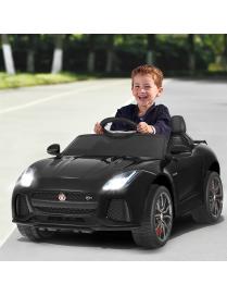  Coche Jaguar Montable para Niños Vehículo de Batería Juguete Eléctrico con Mando Música Cuentos Marcha Adelante y Atrás Negro