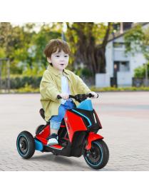  Moto Eléctrica Montable 6 V para Niños Moto con 3 Ruedas Luces Coche Juguete de Batería para Niños +3 Años Rojo