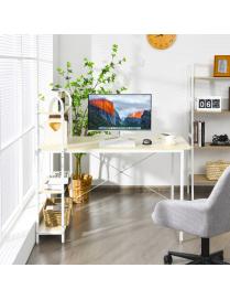  Escritorio Reversible para Ordenador 120 cm con Estantería Mesa de Trabajar para Casa y Oficina Blanco