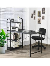  Escritorio Reversible para Ordenador 120 cm con Estantería Mesa de Trabajar para Casa y Oficina Negro