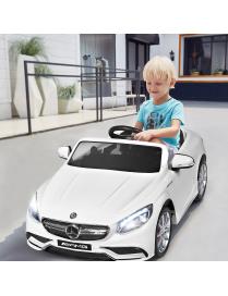  Coche Montable para Niños con Mando 2,4 G Vehículo Mercedes Benz de Batería 12 V con Función AUX 3 Velocidades Blanco