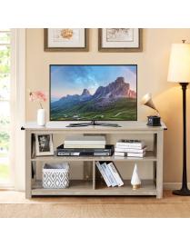  Mueble TV 120 cm Consola TV Estante Industrial con 3 Niveles Hoyo para Cables Centro Entretenimiento para Televisor Gris