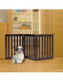  Cerca 3 Paneles Plegable para Mascotas Valla de Madera para Perros Puerta de Seguridad Barrera Expandible Marrón