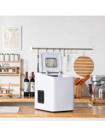  Máquina de Hacer Hielo con Cubitos Forma de Bala con Aislamiento Térmico Autolimpieza Tapa para Casa Cocina Tienda Bar Blanco