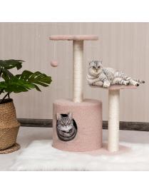  Árbol Actividad Multinivel 72,5 cm para Gatos Torre de Escalada para Gatos con Rascadores Recubiertos de Sisal y Casita Rosa