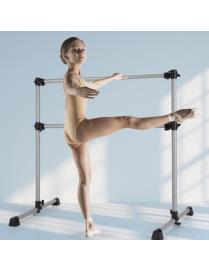  Barra de Ballet 120 cm Doble Barra de Baile Elongaciones Regulable Portátil para Casa Escuela Sala de Baile Plata