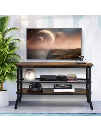  Mueble TV Industrial Soporte para TV hasta 46’’ Estante de 3 Niveles Mesa Rústica para Entrada Salón 100 x 40 x 55,5 cm Marrón