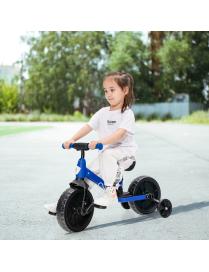  Bicicleta de Equilibrio para Niños con Pedales 4 en 1 Triciclo Infantil con Ruedas Manillar Ajustable Asiento de PU Azul