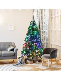  180 cm Árbol de Navidad de Fibra Artificial Abeto con Soporte de Metal Decoración de Fiesta para Casa Oficina Tienda