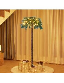  150cm Árbol de Navidad Artificial Palmera Tropical Iluminada con 150 Luces Soporte Metálico Decoración para Oficina Hogar