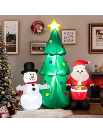  185 cm Decoración Navideña Inflable Papá Noel Hinchable con Muñeco de Nieve con Luces LED y Soplador para Interior Exterior