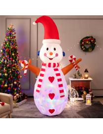  Muñeco de Nieve Hinchable Decoración de Navidad con Luz Giratoria y Luces LED para Interior Exterior Patio Jardín