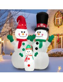  Familia de Muñecos de Nieve Inflable Decoración de Navidad con LED y Soplador para Patio Interior Exterior