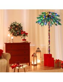  183 cm Palmera Artificial con 210 Luces LED 64 Puntas de Rama PVC Árbol Decorativo Preiluminado para Navidad