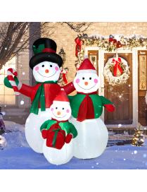  Familia de Muñecos de Nieve Hinchables Decoración de Navidad con Luces LED Pinzas y Sacos de Arena para Interior Exterior