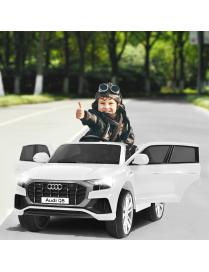  Coche Montable para Niños Audi Q8 con Batería 12 V 2 Motores Mando 2,4 G Luces LED MP3 Bocina Música Blanco