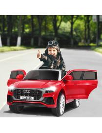  Coche Montable para Niños Audi Q8 con Batería 12 V 2 Motores Mando 2,4 G Luces LED MP3 Bocina Música Rojo